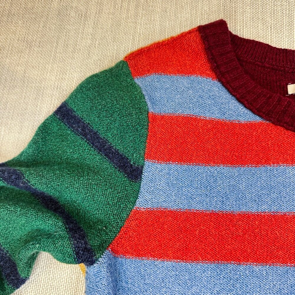 Vintage American Eagle Patchwork Stripe Sweater, Crew Neck, Size Small, Colorful - Picture 4 of 8